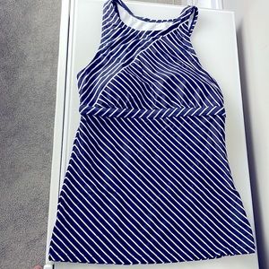 Athleta Navy and White Stripe Takini Top size small